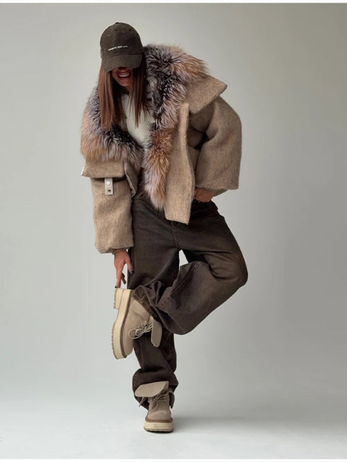 5 Colors Vintage Thick Jackets Hooded Chic Casual Plush Women Coat Winter Female Ombre Oversized Fall Winter Female Street Wear
